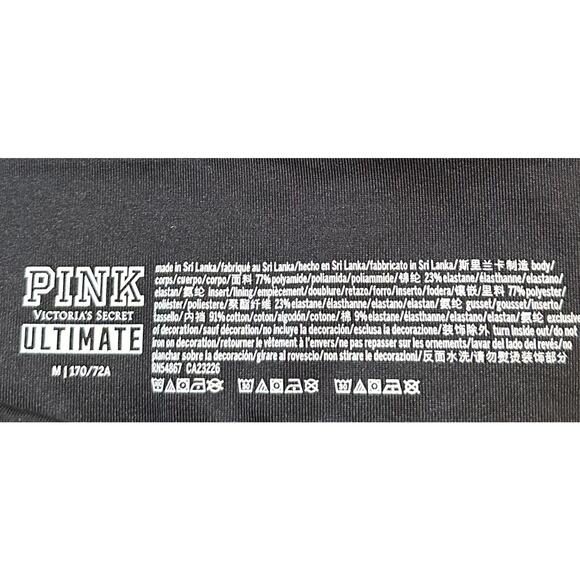 PINK Victoria's Secret Ultimate 7/8 Leggings Black White Mesh Striped Size M - Picture 10 of 10